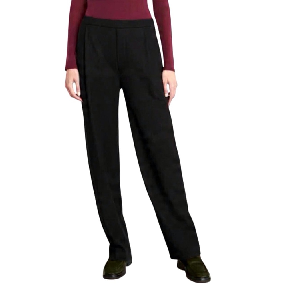 Vince Wool Flannel Pull On Black Trouser Pants Pleat Front Size 3X